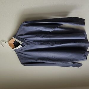 DUNHILL Sz 17, 33/34 dress shirt blue checkered Made in ITALY 100% COTTON